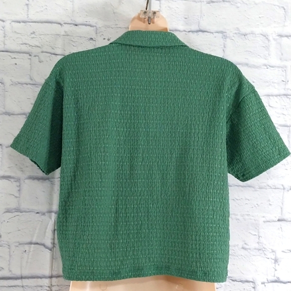 Madewell Top Green Textured Button Down Sz XS - Picture 4 of 5
